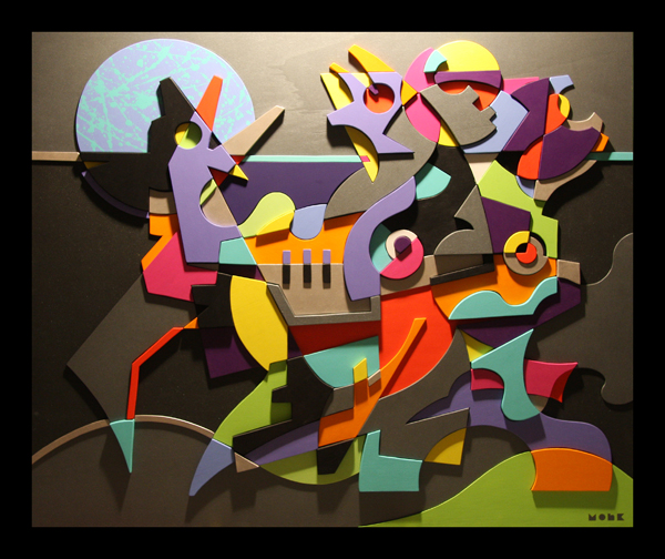 1AL TERMINE DELLA NOTTE (acrilico su legno intarsiato a rilievo cm110x130) (1)