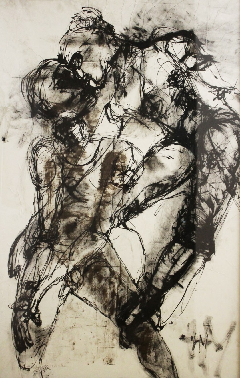 Suspended Features-mixed media painting