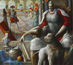 "Pilate and his dog Banga" 90x100 cm oil on canvas Private collection
