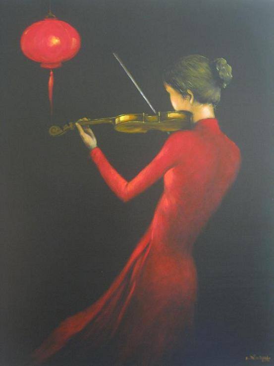 The woman who plays the violin