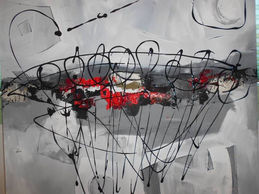 Rosanna Casagrande- Musica é...- Tecnica mista- Music is.... Mixed Media (100x100cm.)